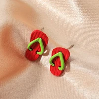 s2093 fashion jewelry red slipper earrings cute stud earrings