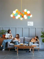 modern simple colored glass ball led chandelier nordic living room dining room ceiling lamp chandelier bedroom childrens lamps