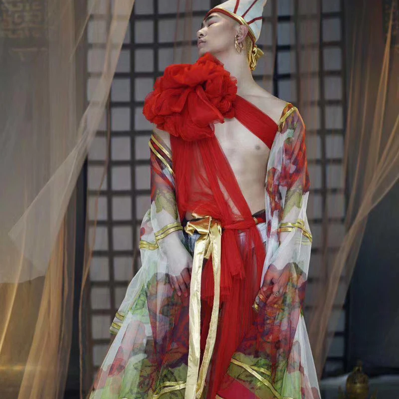 Мужской сексуальный костюм для выступления на сцене ночной клуб DJ мужской певец