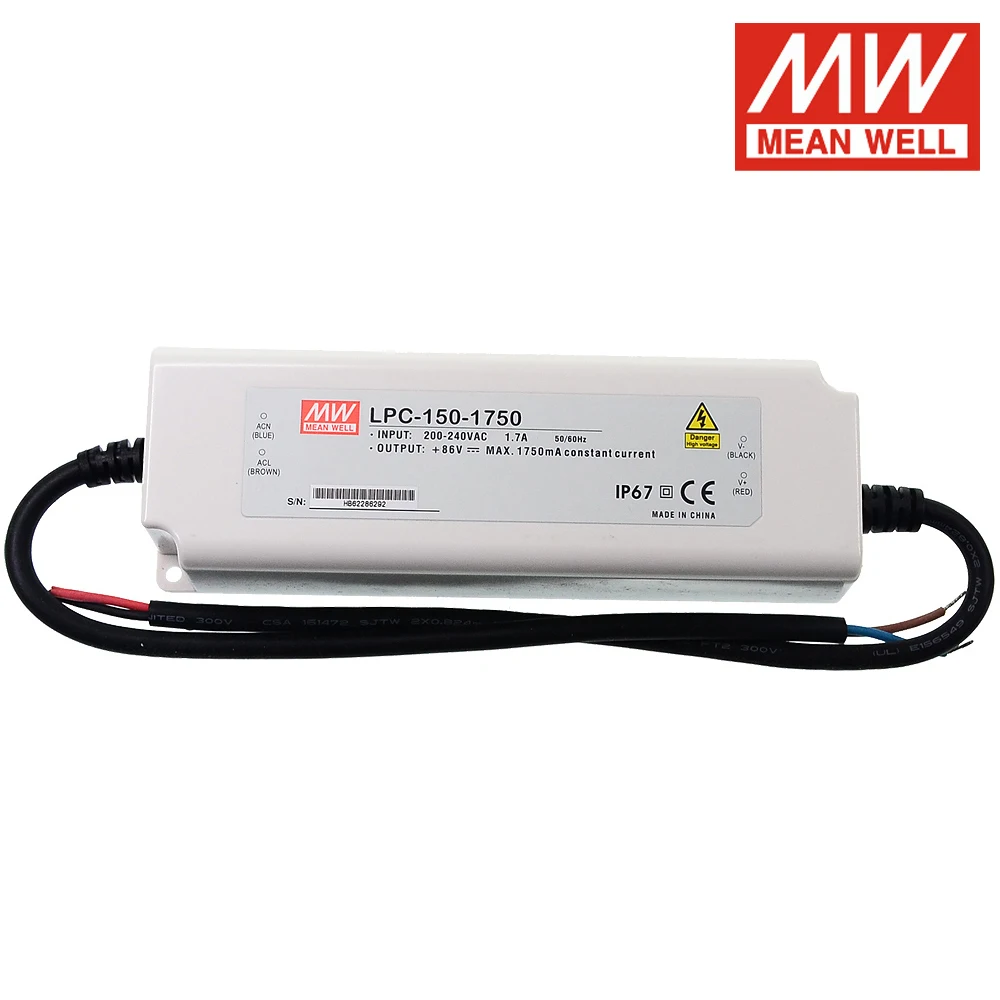 Бренд MEAN WELL представляет LPC-150 150W 350/500/700/1050/1400/1750/2100/2480/2800/3150mA один Выход