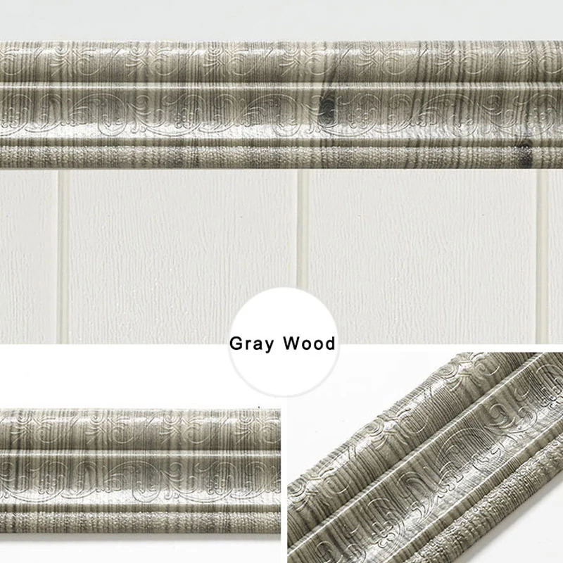 

3D Self-adhesive Foam Baseboard Wall Sticker Embossed Waistline Floor Corner Line Skirting Board Stickers Household H-be
