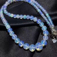 genuine natural colorful opal crystal clear round beads necklace 3 1x8 7mm women opal pendant jewelry aaaaaa