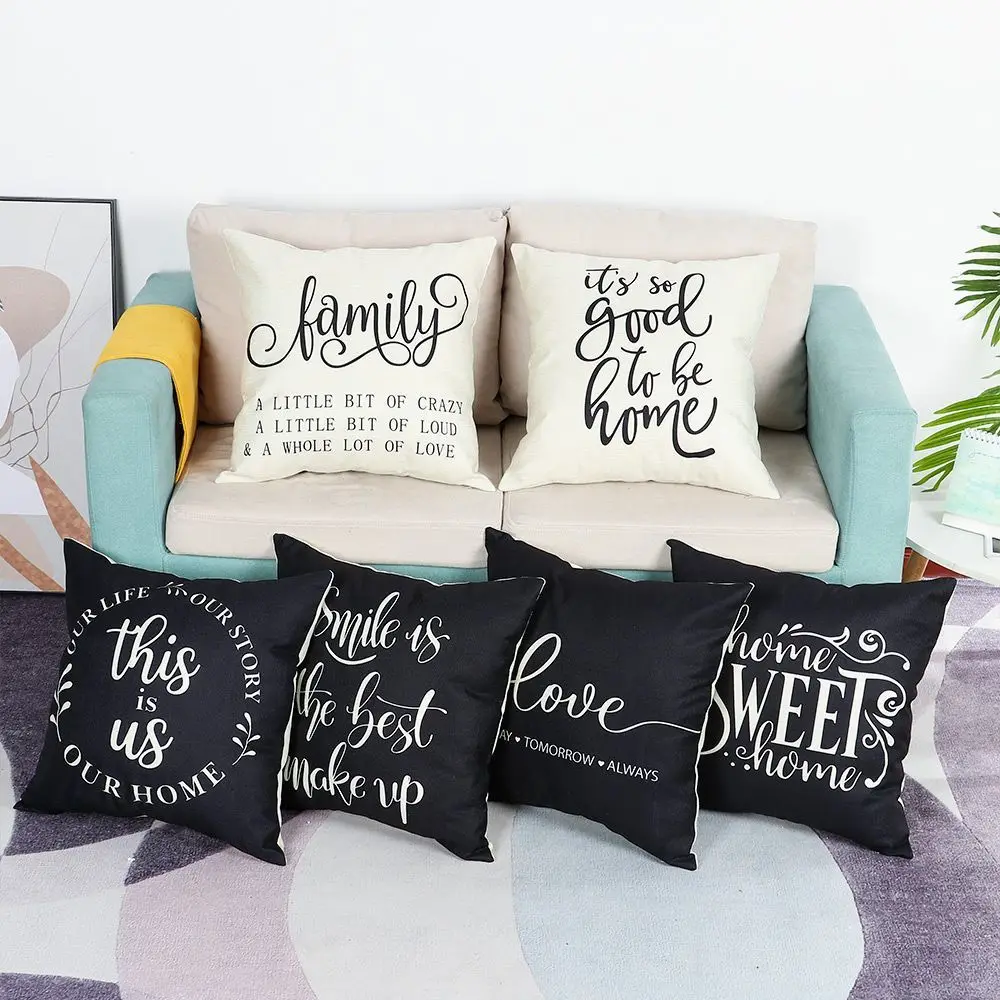 

White Home Decoration Couch/Bed/Car Indoor Outdoor Decorative Couch Letter Pillow Covers Cushion Pillow Case Linen