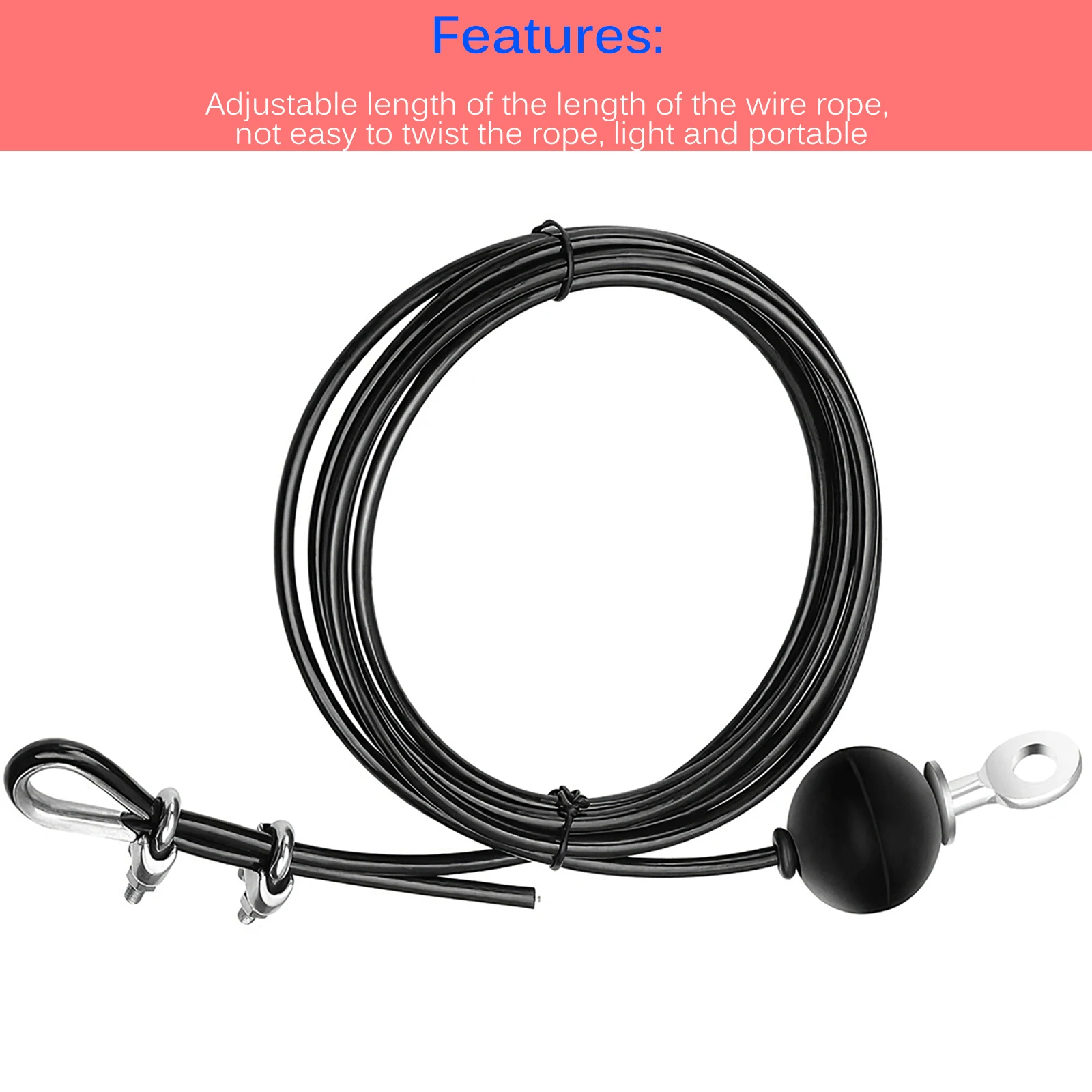 

1pcs Indoor Steel Wire Rope Kit DIY Weight Multi Gym Cable Fitness Pulley Home Gym Fitness Equipment With Buckles Accessories