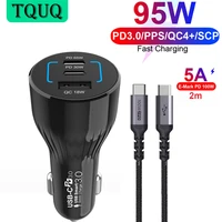 tquq 95w usb c car charger pps pd 65w 30w qc3 0 18w super fast car phone laptop charger adapter type c quick charge for macbook