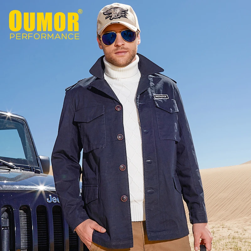 Мужской Хлопковый армейский Тренч Oumor повседневная куртка с длинными карманами в