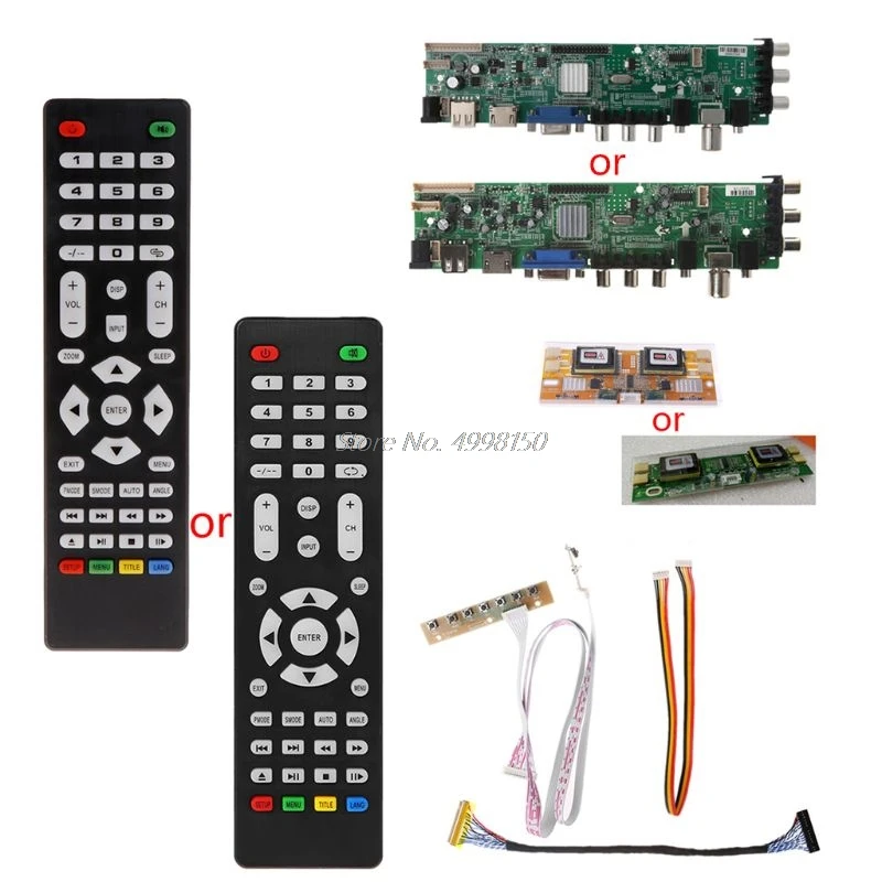 V56 V59 плата драйвера ЖК телевизора DVB T2 + 7 кнопочный выключатель ИК 4 инвертора