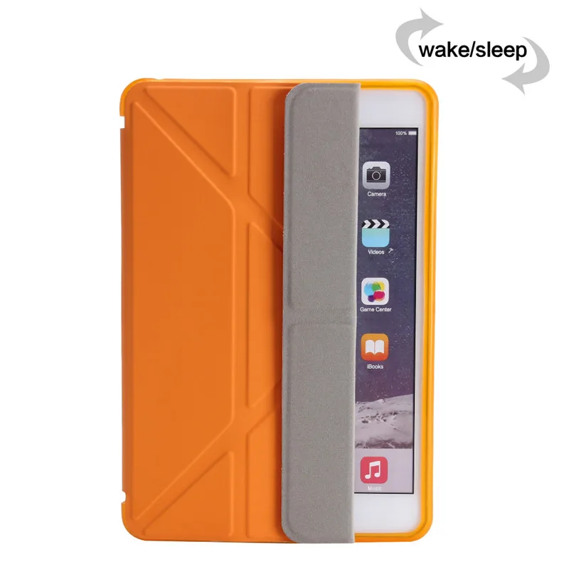 Мини смарт-чехол для apple Ipad mini 1 mini 2 mini 3, чехол для планшетов, гибкая мягкая ТПУ Силиконовая задняя крышка, pu кожаный чехол+ стилус - Цвет: orange