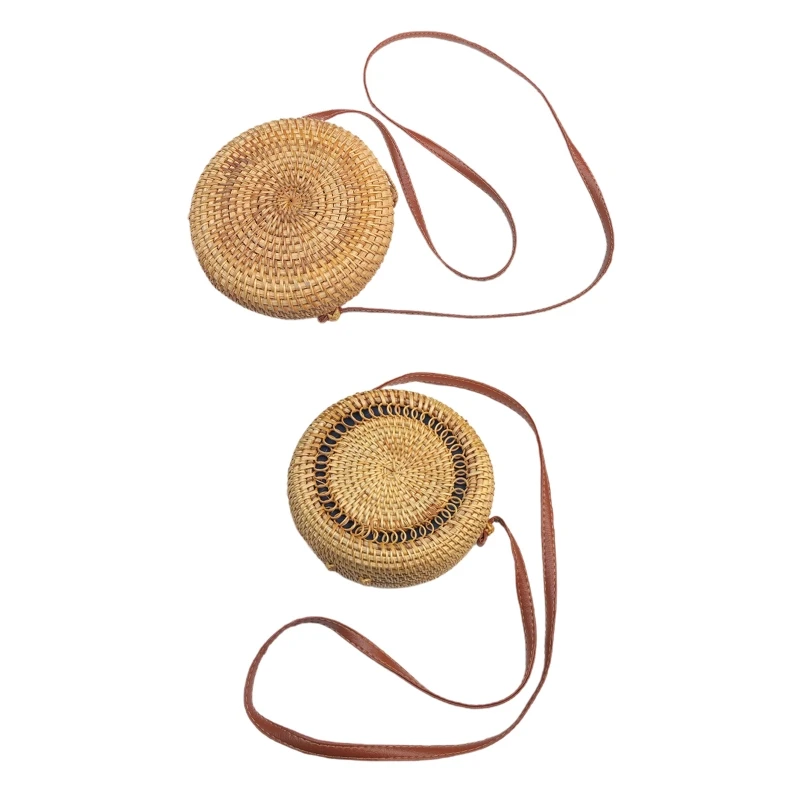 

Portable Handmade Rattan Crossbody Bag Simple Design Hand-woven Straw Tote Woven 53CB