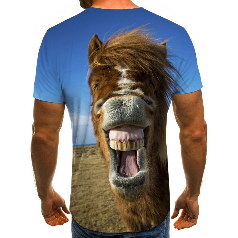 

animal print T-shirt men's summer short-sleeved tops Funny horse print 3D T-shirt men casual tops graphic t shirts Best-selling