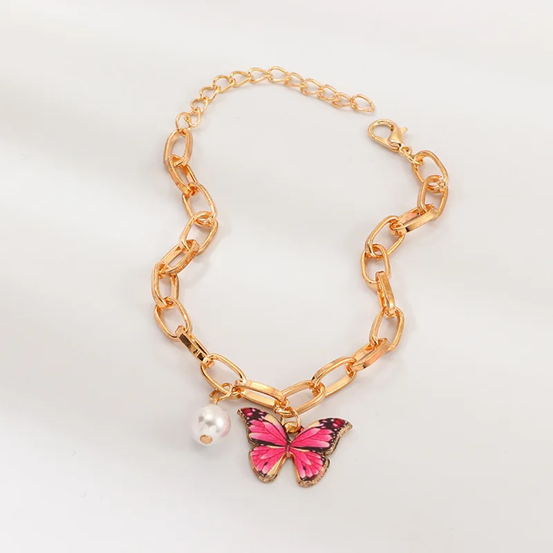 

Hand Chain Link Chain Charm Bracelets Wristband Bracelet Bohemian Bracelet Women Creative Butterfly Pearl Pendant Bracelet New