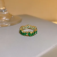 new fashion personality emerald geometric diamond ring female temperament simple ring trend party jewelry