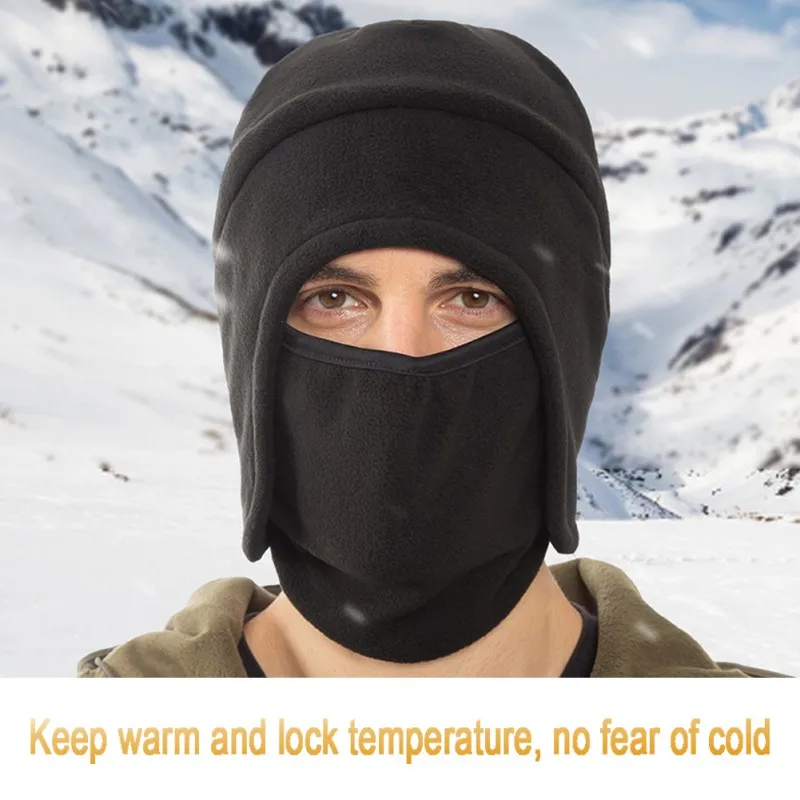 

Women Men Thick Bomber Hat Outdoor Thickening Cycling Cycling Fleece Ear Protection Baotou Cap Mask Thermal Cap