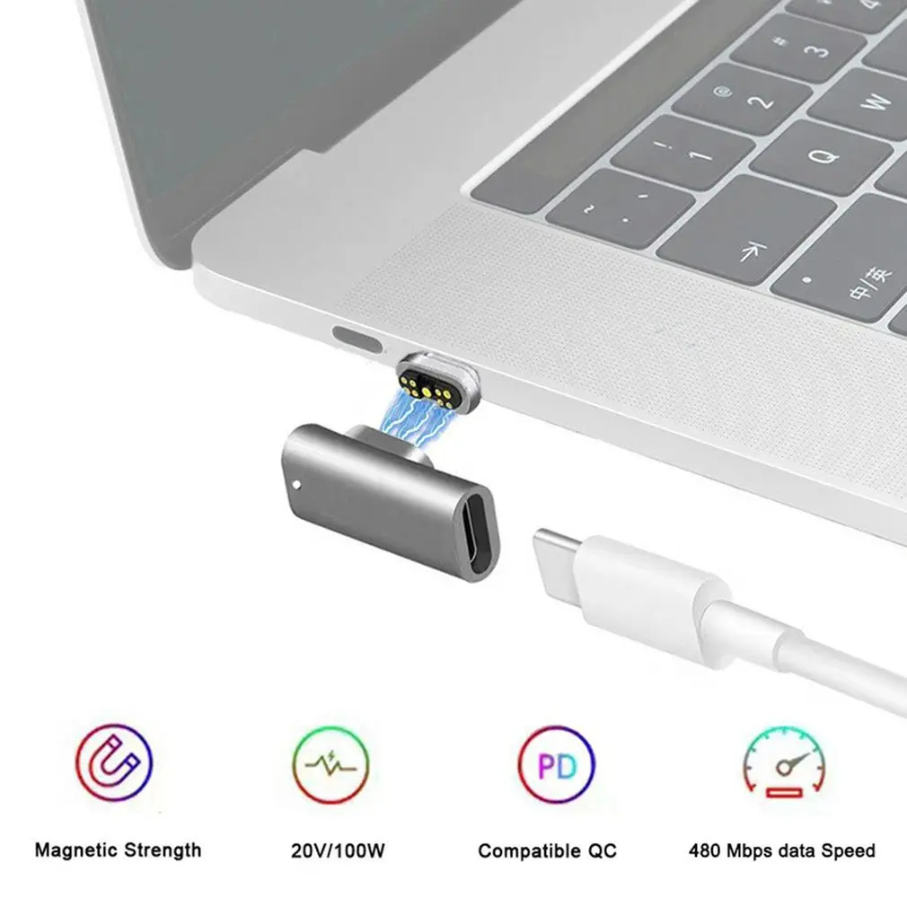 

Magnetic USB C Adapter 24Pins Type C Connector PD 100W Fast Charging 40Gbp/s Converter for Thunderbolt 3 MacBook iPad Pro Switch
