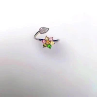 fashion 925 silver tourmaline ring for young girl 3mm natural tourmaline silver ring size adjustable solid silver gemstone ring