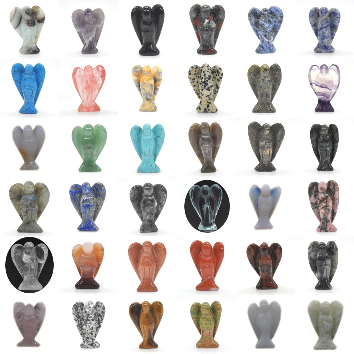 

1.5" Guardian Angel Figurine Natural Healing Crystal Statue Home Stone Decor Study Craft Gift Trinket Room Ornament Wholesale