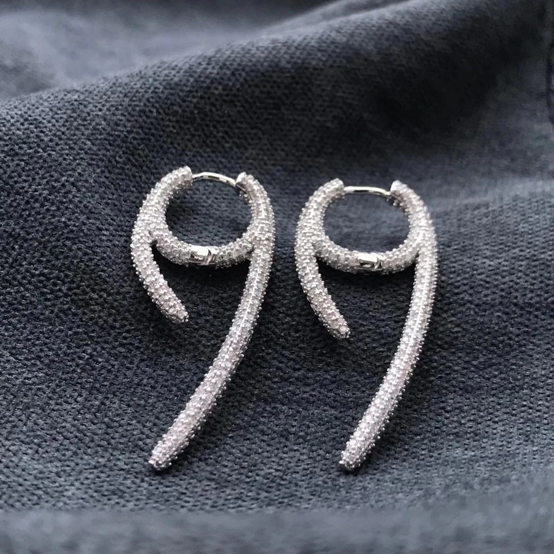 

UMGODLY Fashion 925 Sterling Silver Earrings Divind Series Full Zircon Twisted Spiral Hoop Earrings Women Monaco Brand Jewelry
