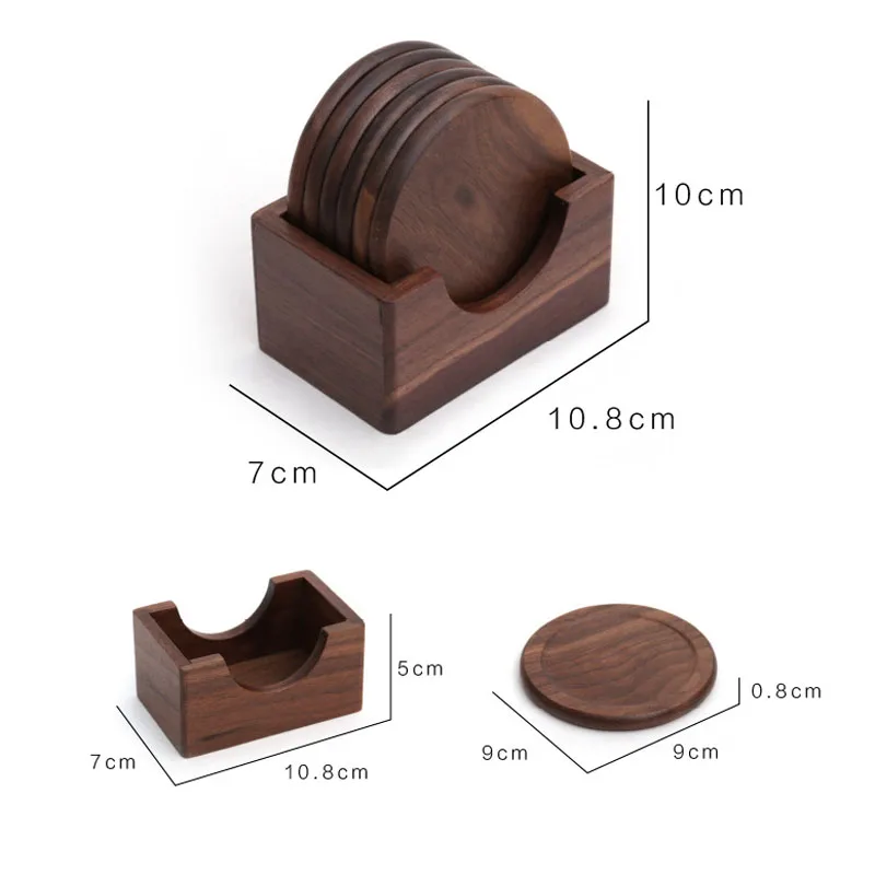 6 шт./компл. кофейные горки черного ореха круглые деревянные чашки изоляционная