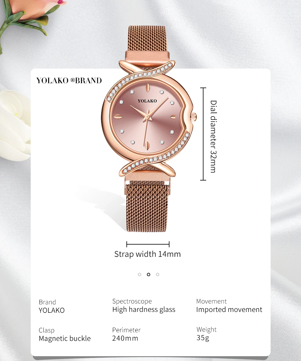 

Fashion Luxury Magnetic Women Watches Rose Gold Stainless Steel Mesh Strap Ladies Quartz Wristwatches Minimalist Female Clock