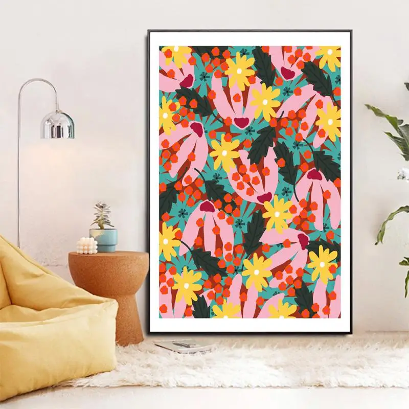 

Abstract Multi Colored Plants Flowers Canvas Painting Modern Wall Art Posters and Prints Children's Room Living Room Decoration