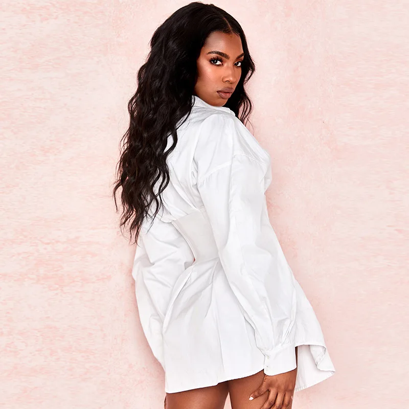 

DIRTYLILY 2020 Autumn White Sexy Club Dress Women Lace Up T Shirt Dress Fashion Party Casual Long sleeve Mini Short Dresses