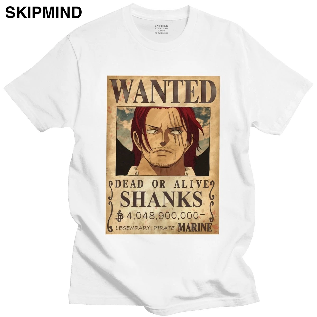 Футболка мужская с красными волосами Shanks цельная хлопковая тенниска японским