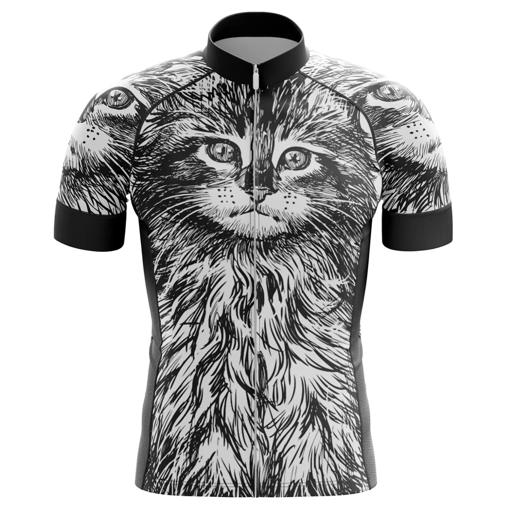 

HIRBGOD 2020 New Black Summer Bike Shirt Cat Print Short Sleeve Cycling Jersey Outdoor Sport Breathable Riding Top,TYZ300-01