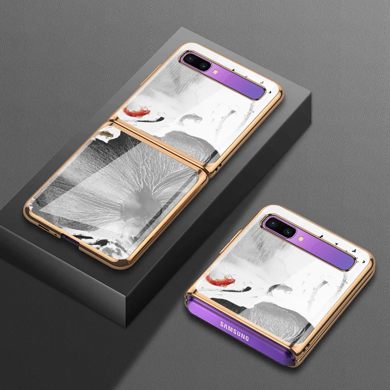 

Роскошный чехол с покрытием из закаленного стекла для Samsung Galaxy Z, флип-чехол для телефона, противоударный жесткий чехол для galaxy z, флип-чехол д...