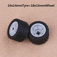 4pcslot decool high tech car truck motor wheel 24x14mm tire compatible 30648 55982 moc bricks blocks parts toys