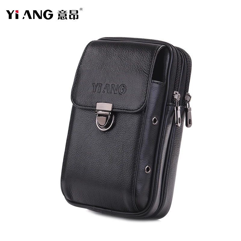 Vertical black S Натуральная кожа, Мужская поясная сумка, кошелек, поясная сумка для мобильного телефона/телефона, карман для денег, сумка для мужчин из воловьей кожи, набедренные сумки - Цвет: Vertical black S