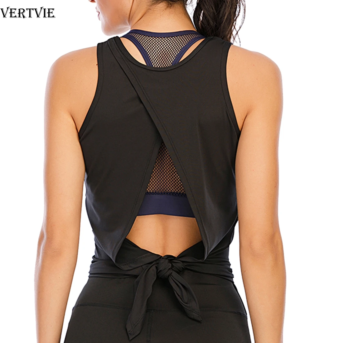 Женская спортивная рубашка для фитнеса VERTVIE майка без рукавов с высоким разрезом