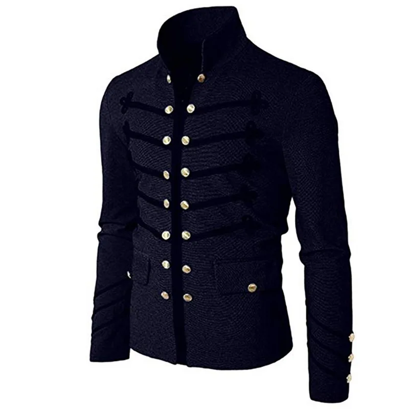 

2020 Vintage Solid Men Gothic Jacket Steampunk Tunic Rock Frock Uniform Male Vintage Punk Metal Military Coat Outwear