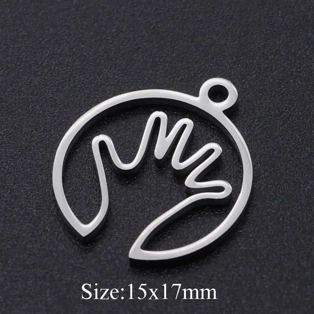 10pcs/lot Real Stainless Steel Hollow Hand Charms Pendants for DIY Jewelry Making Necklaces Bracelet Accessories 15*17mm | Украшения и