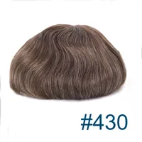 Free Shipping #435 Medium Chestnut brown with 35% Grey hair/White) Mono + PU 6x9 Lace front toupee 90% Light to Medium Density