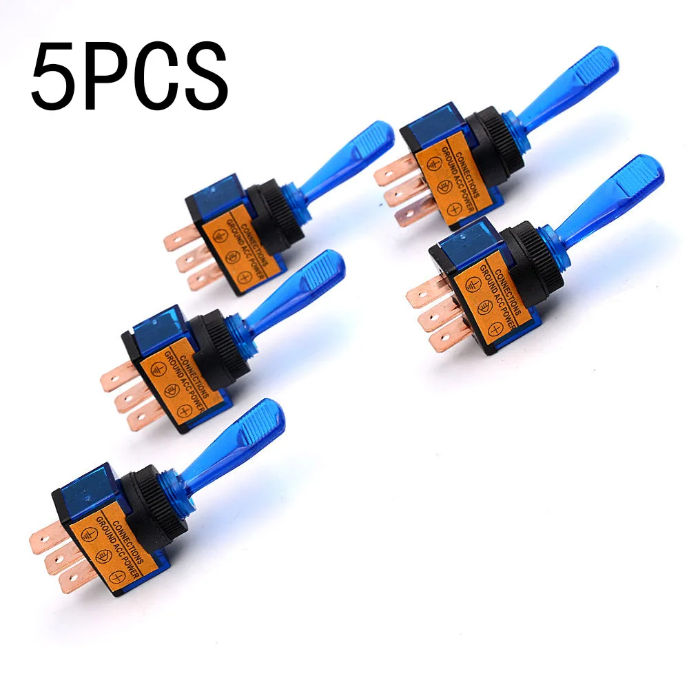 5 шт./лот светодиодная синяя кнопочная клавиша тумблер с управлением 12 В 20 А чехол