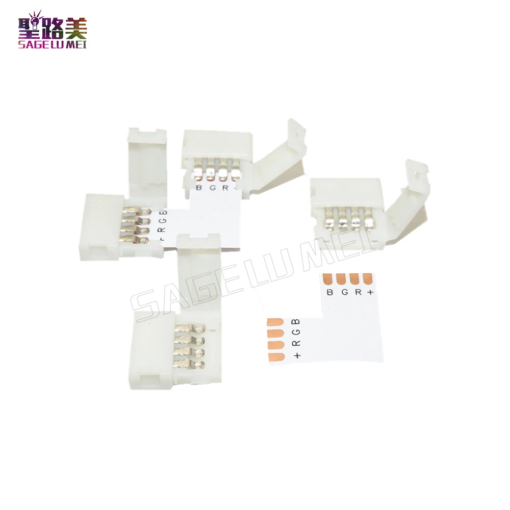 Светодиодный коннектор в форме L 10 шт. 2 pin/3 pin/4 pin/5pin Без припоя для 8 мм/10 мм/12 мм