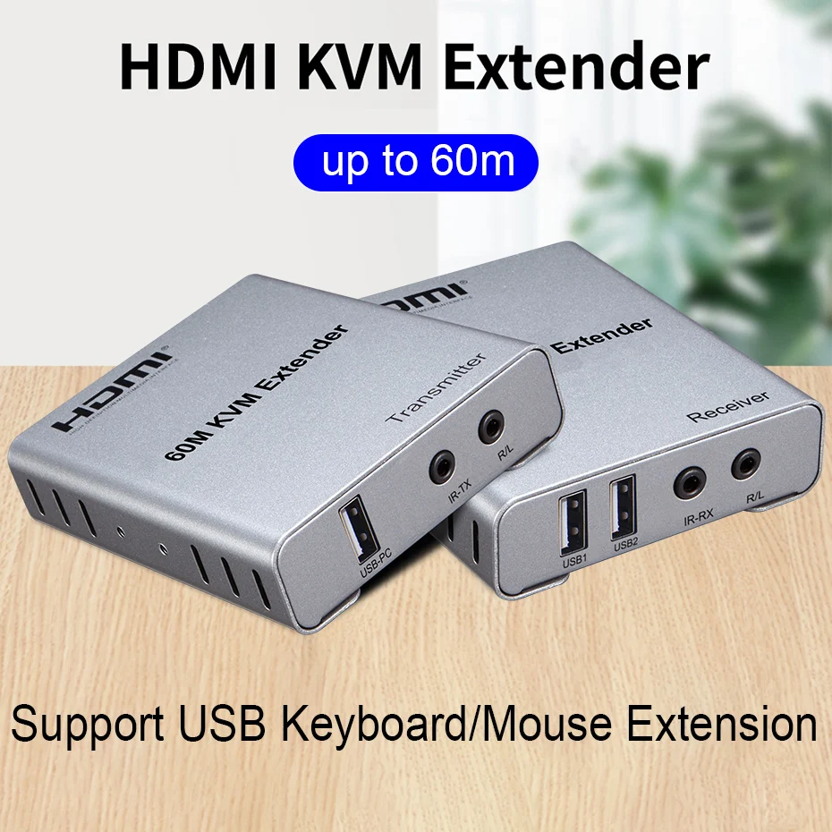 60 м KVM HDMI удлинитель через Cat5/6 Rj45 Ethernet Кабель переключатель аудио видео конвертер