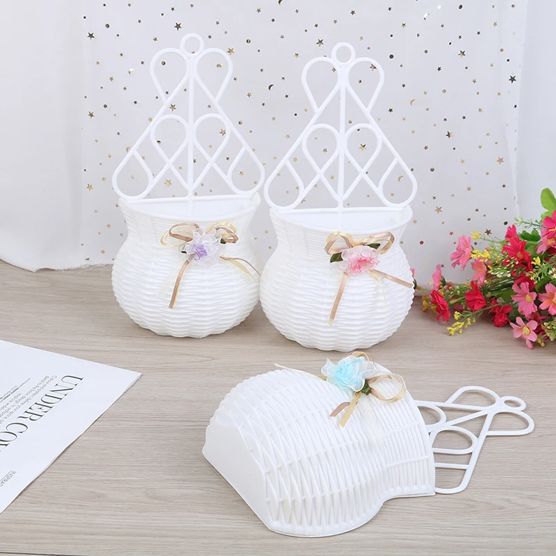 Искусственная Цветочная висячая корзина ваза из ротанга стене висит небольшой