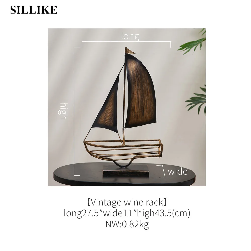 

Vintage Metal Sailboat Sculpture Wine Rack Modern Home Decoration Christmas Decorations Wine Cabinet Decor Accessories Crafts