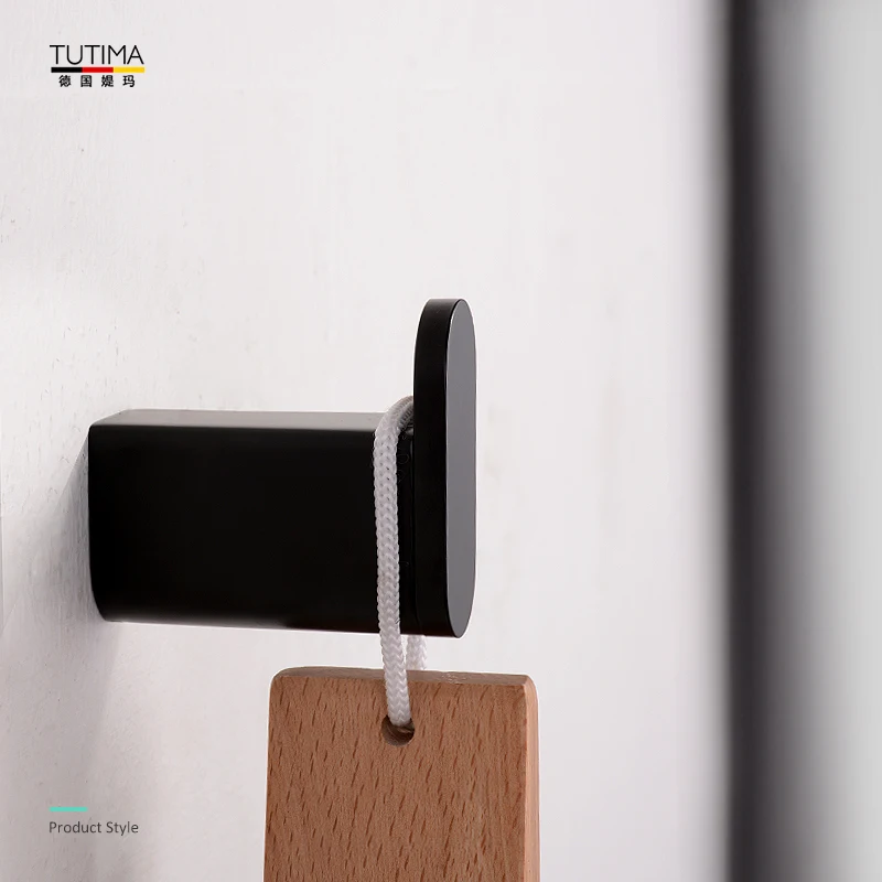 TUTIMA 304 Нержавеющая сталь душевая черная крючок для одежды Туалетная техника