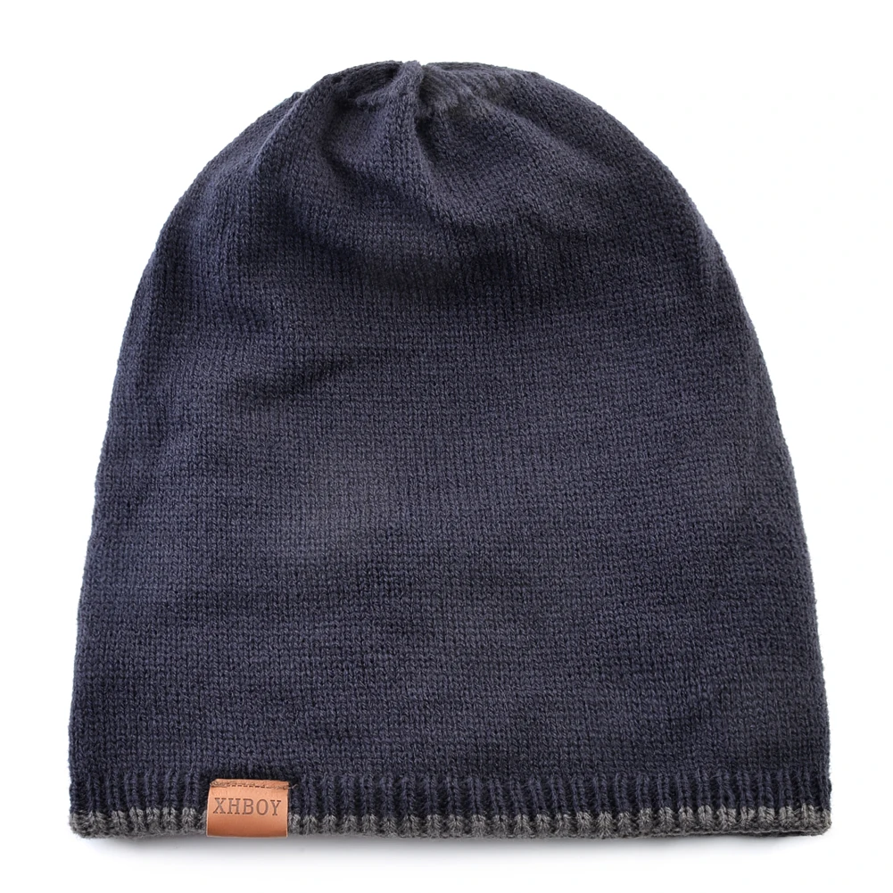 Новинка зимние шапки-бини шапка для мужчин однотонная вязаная шапки мужская мода