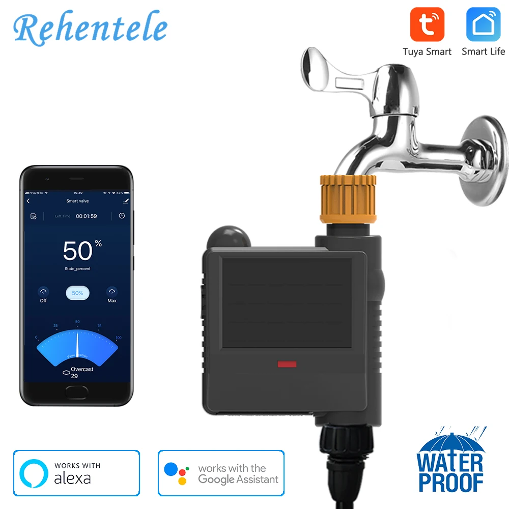 Умный водяной клапан Tuya беспроводной Wi-Fi таймер на солнечной батарее управление