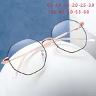 0-0,5-0,75-1,0-6,0 Нержавеющаясталь в виде многоугольника, близорукие линзы оптические очки Для женщин мужские черные линзы в золотой Okulary Korekcyjne