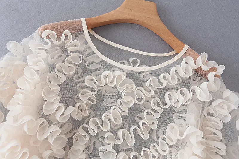 Для женщин барокко абстрактный Рельеф Украшения повседневные женские блузки