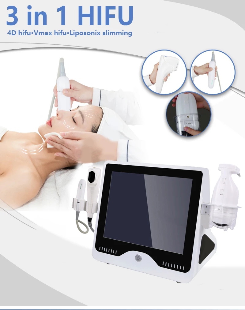 

3 in 1 4D Hifu weight loss face lift body slim Machine With v max Face lifting body slimming