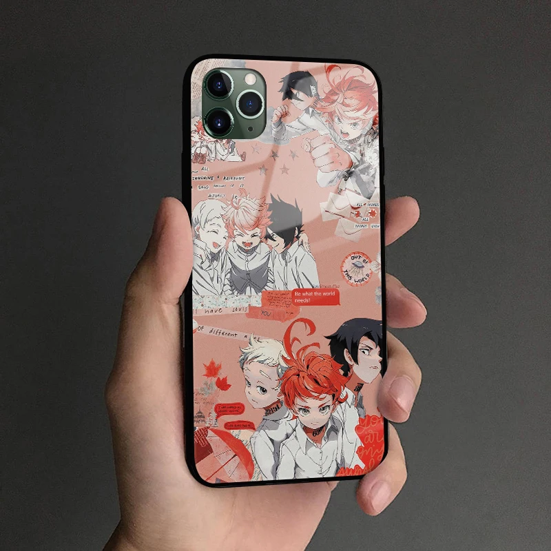 the promised neverland anime cover for iphone se 6s 7 8 x xr xs 11 pro max samsung s note 10 20 plus glass phone case shell free global shipping