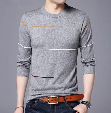 Autumn Winter Cashmere Wool Sweater Men Brand Clothing New Arrival Slim Fit Warm Sweaters O-Neck Pullover Men Top J687 - Цвет: Gray