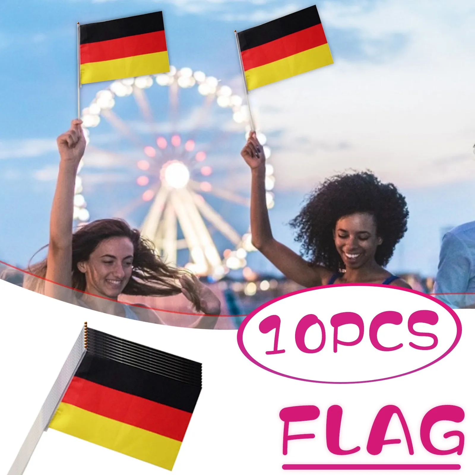 German flag Stripes rainbow hand-waving flag polyester home decoration 10 sticks Decorative flag
