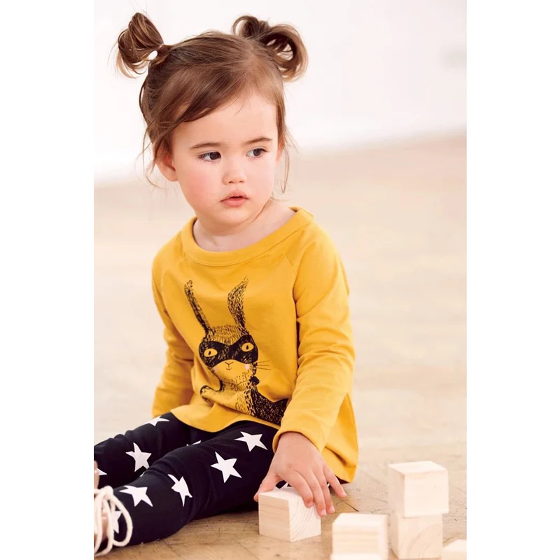 

2-7 Years Children Kids Tops T Shirt New Spring Baby Boy Girls Long Sleeve Rabbits T Shirt Cotton Children Shirts Clothes