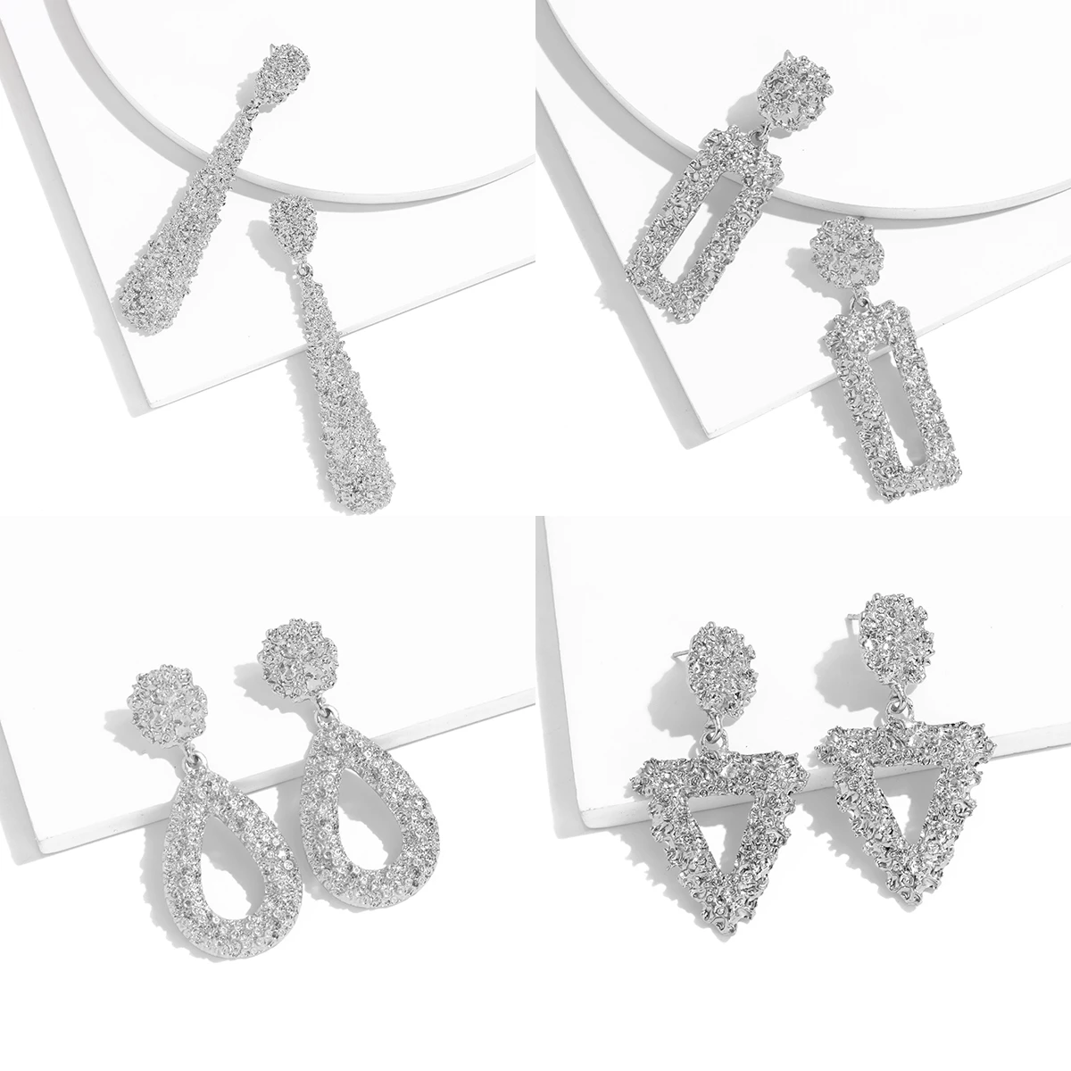 Винтажные большие металлические Висячие серьги для женщин геометрические